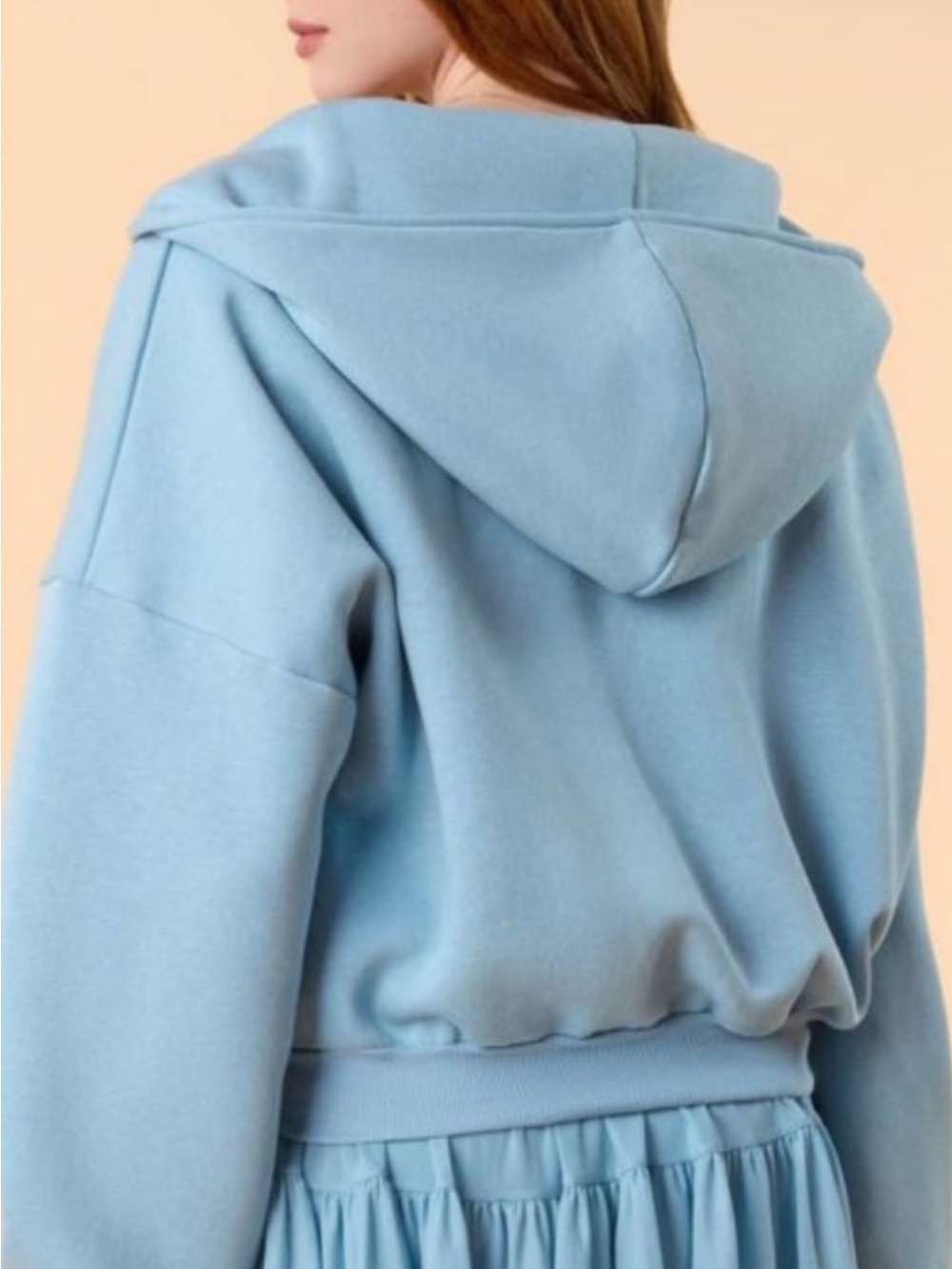Light Blue Hooded Zip-Up Sweatshirt - Picture 3 of 4
